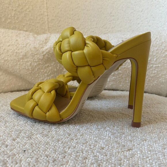 💛NEW Steve Madden Kenley Citron‎ Braided High Heel Sandals Slide-on Yellow 5.5 - Picture 5 of 9